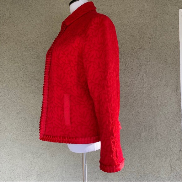 Coldwater Creek Red Jacquard Textured Jacket Large - Picture 6 of 12